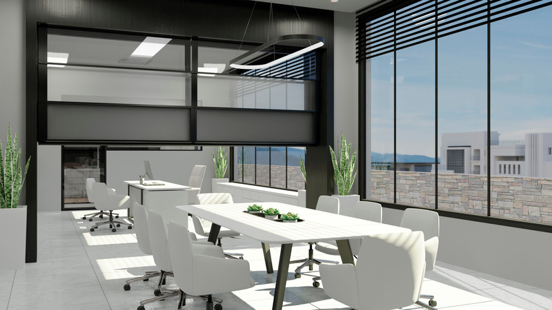 Dossier de presse | 6457-01 - Communiqué de presse | Le futur est clair. Prisma, la nouvelle cloison acoustique en verre de Skyfold - Skyfold - Architecture commerciale - Prisma_Flexible Sapce_wall half postion - Crédit photo : Skyline Innovations