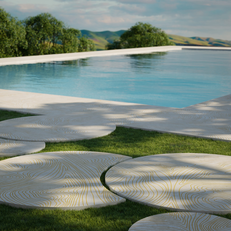 Dossier de presse | 4232-14 - Communiqué de presse | Voyage en Méditerranée avec les céramiques d’extérieur de TERZADIMENSIONE - TERZADIMENSIONE - Produit - Pas Japonais decor Dunes par OPERAVISUAL - Crédit photo : avec la permission de Terzadimensione