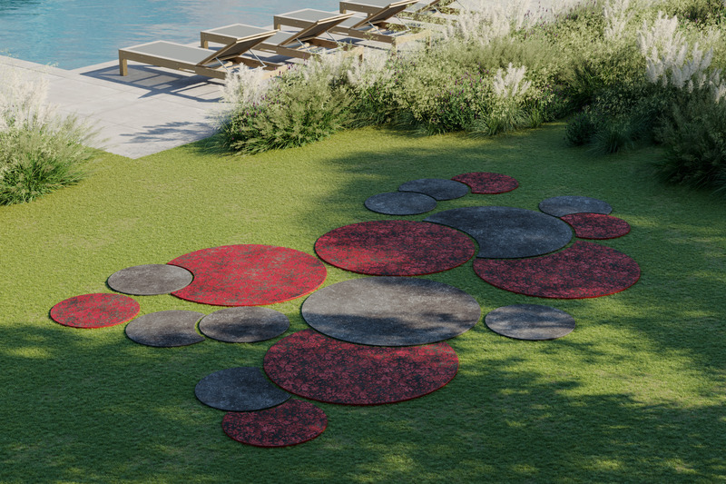 Dossier de presse | 4232-14 - Communiqué de presse | Voyage en Méditerranée avec les céramiques d’extérieur de TERZADIMENSIONE - TERZADIMENSIONE - Produit - Rug' Stone Decor, Foliage rouge et noir - Crédit photo : avec la permission de Terzadimensione