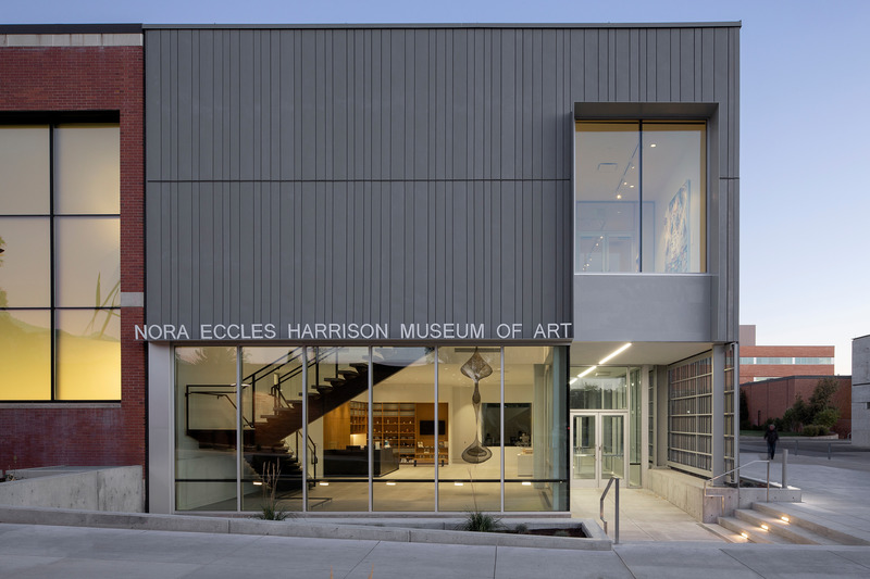 Press kit | 2757-31 - Press release | Sparano + Mooney Architecture Designs State-of-the-Art Buildings for Utah State University's Fine Arts Campus - Sparano + Mooney Architecture - Institutional Architecture - <p>NEHMA: The new façade design is composed of linear vertical panels of opaque and perforated zinc, referencing the materiality of the Performing Arts building but with a unique pattern and design approach.</p> - Photo credit: Jeremy Bittermann