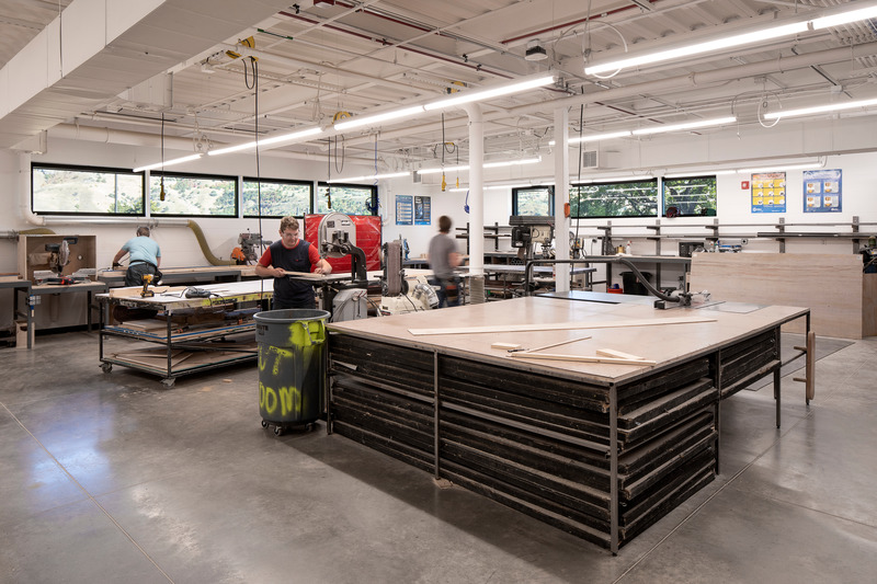 Press kit | 2757-31 - Press release | Sparano + Mooney Architecture Designs State-of-the-Art Buildings for Utah State University's Fine Arts Campus - Sparano + Mooney Architecture - Institutional Architecture - Sid Perkes Theatrical Design Complex: <span></span>Inside the new Scene and Costume Shops. - Photo credit: Jeremy Bittermann