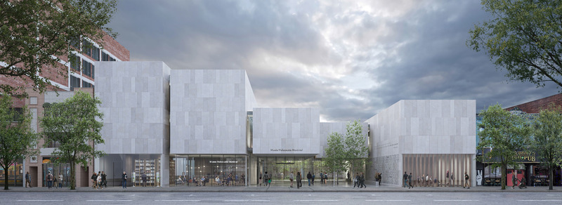 Dossier de presse | 5792-04 - Communiqué de presse | Le Musée de l'Holocauste Montréal dévoile les plans de son nouveau bâtiment au centre-ville - Musée de l'Holocauste Montréal - Concours - Perspective extérieure depuis Saint-Laurent - Crédit photo : KPMB Architects + Daoust Lestage Lizotte Stecker Architecture