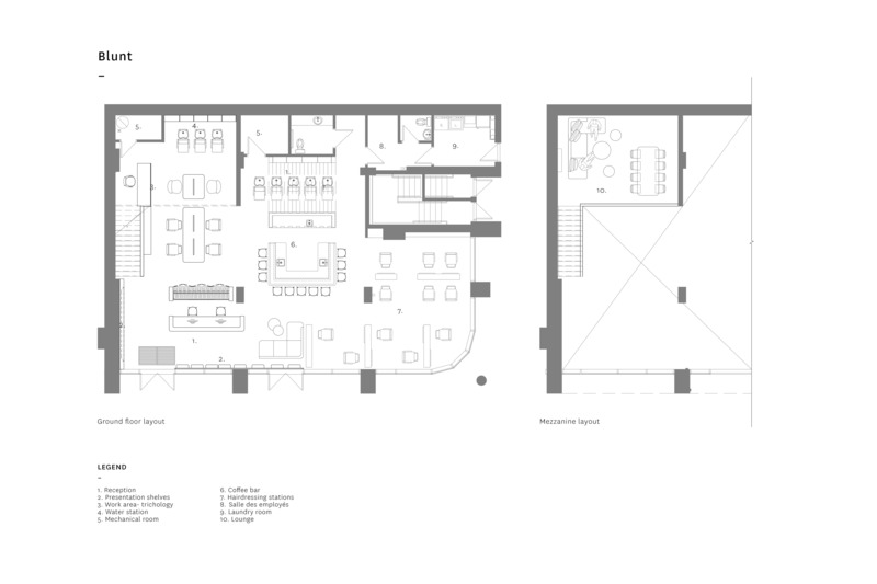 Dossier de presse | 1215-12 - Communiqué de presse | Béton et doré s’entremêlent et donnent le ton chez Blunt - ISSASTUDIO - Design d’intérieur commercial -   Plans d'aménagement - Crédit photo : ISSADESIGN