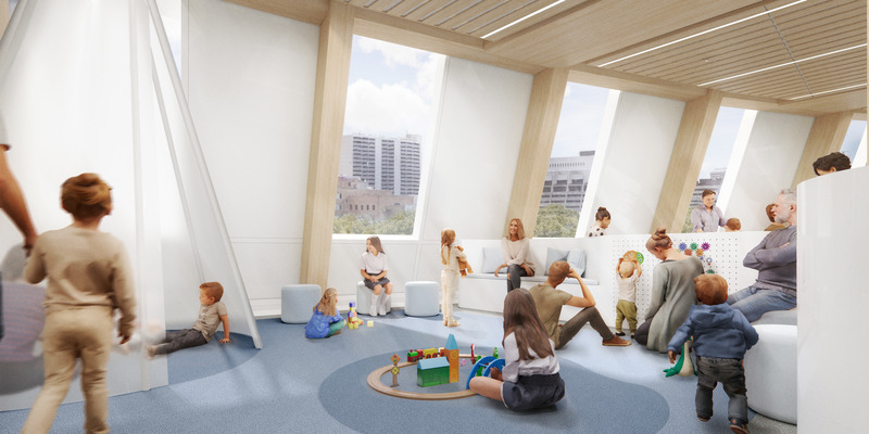 Dossier de presse | 721-13 - Communiqué de presse | Nouvelle bibliothèque centrale de Saskatoon - Formline | Chevalier Morales | Architecture49 - Architecture institutionnelle - Espace de jeux pour les enfants - Crédit photo : <p class="">Formline | Chevalier Morales | Architecture49</p>