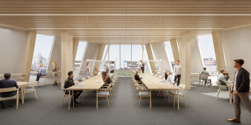 Dossier de presse | 721-13 - Communiqué de presse | Nouvelle bibliothèque centrale de Saskatoon - Formline | Chevalier Morales | Architecture49 - Architecture institutionnelle - Salle d'étude - Crédit photo : <p class="">Formline | Chevalier Morales | Architecture49</p>