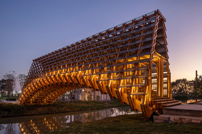 Press kit | 1071-17 - Press release | 11th Annual A+Awards For Architecture Spotlight Sustainable Design - Architizer - Residential Architecture - Timber Bridge in Gulou Waterfront by LUO studio - Photo credit:  Jin Weiqi 