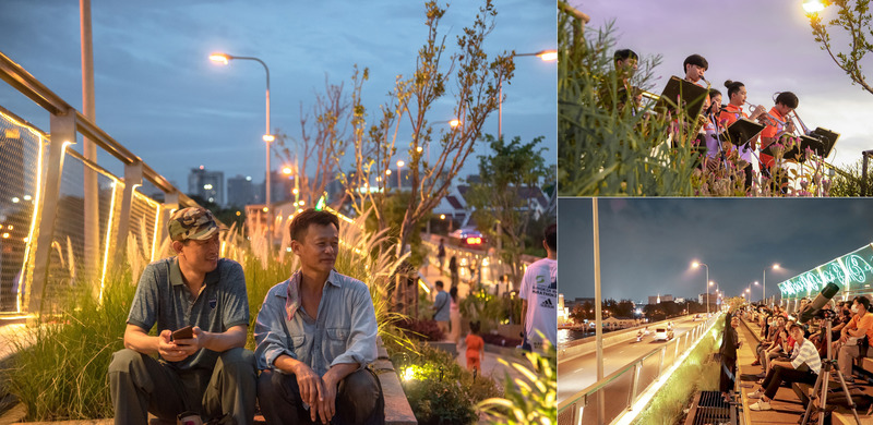 Dossier de presse | 5298-02 - Communiqué de presse | Chao Phraya Sky Park - Kotchakorn Voraakhom - Architecture de paysage - <p>Connecting people from the abandoned infrastructure  </p><p><br></p><p>Adapting the abandoned infrastructure for placemaking, CPSP shows a unique possibility to increase public green space in a dense urban fabric. CPSP presents limitless public uses such as watching stars, gathering space, outdoor concerts, running track, and so on. </p> - Crédit photo : LANDPROCESS / Stargazer Club