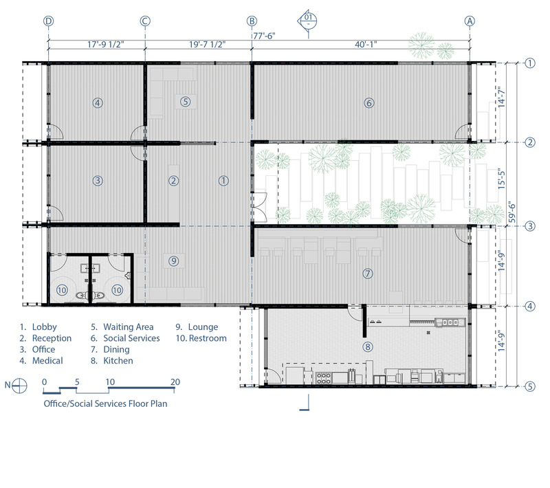 Press kit | 5795-03 - Press release | ANX Foregrounds Community Health and Wellness at Sage Gardens - ANX / Aaron Neubert Architects - Residential Architecture - Office/Social Services - Floor Plan<br style=""> - Photo credit: ANX / Aaron Neubert Architects