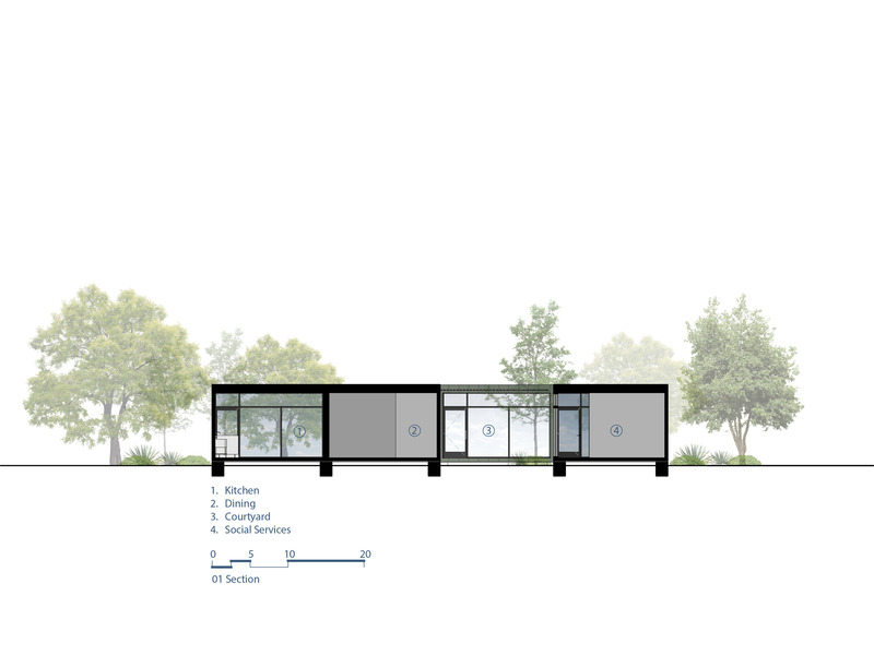 Press kit | 5795-03 - Press release | ANX Foregrounds Community Health and Wellness at Sage Gardens - ANX / Aaron Neubert Architects - Residential Architecture - Office/Social Services - Section - Photo credit: ANX / Aaron Neubert Architects