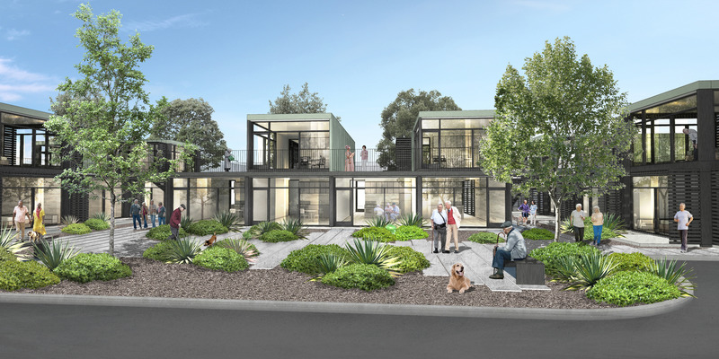 Press kit | 5795-03 - Press release | ANX Foregrounds Community Health and Wellness at Sage Gardens - ANX / Aaron Neubert Architects - Residential Architecture - Exercise Path<br> - Photo credit: ANX / Aaron Neubert Architects