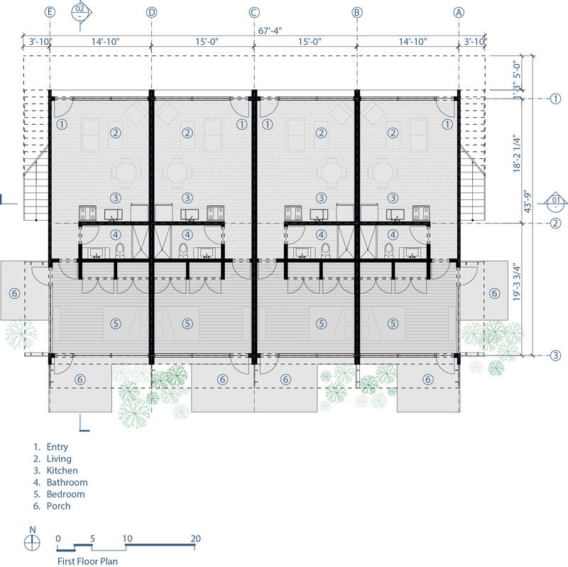 Press kit | 5795-03 - Press release | ANX Foregrounds Community Health and Wellness at Sage Gardens - ANX / Aaron Neubert Architects - Residential Architecture - Residential Units - Ground Floor Plans<br> - Photo credit: ANX / Aaron Neubert Architects