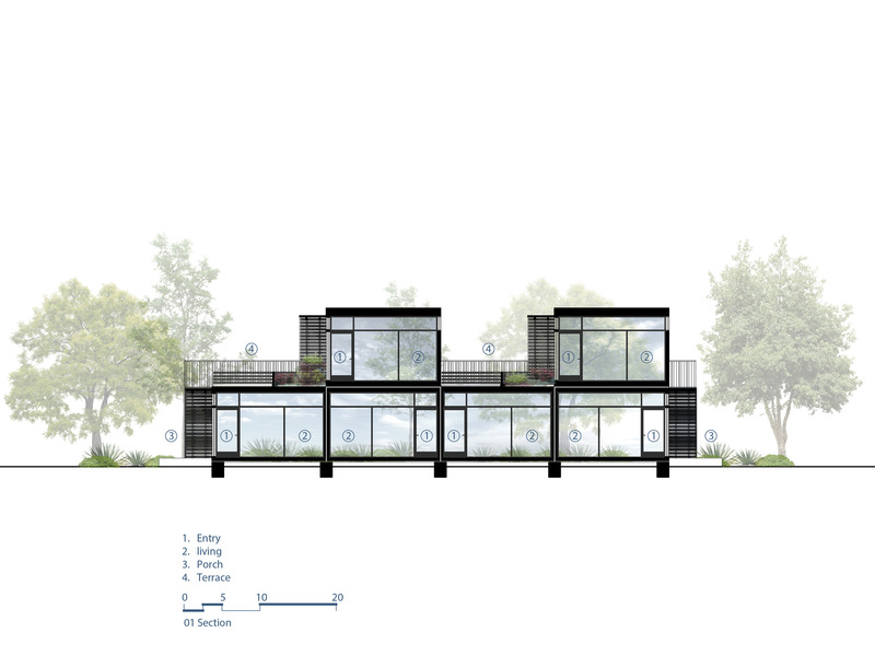 Press kit | 5795-03 - Press release | ANX Foregrounds Community Health and Wellness at Sage Gardens - ANX / Aaron Neubert Architects - Residential Architecture - Residential Units - Section - Photo credit: ANX / Aaron Neubert Architects