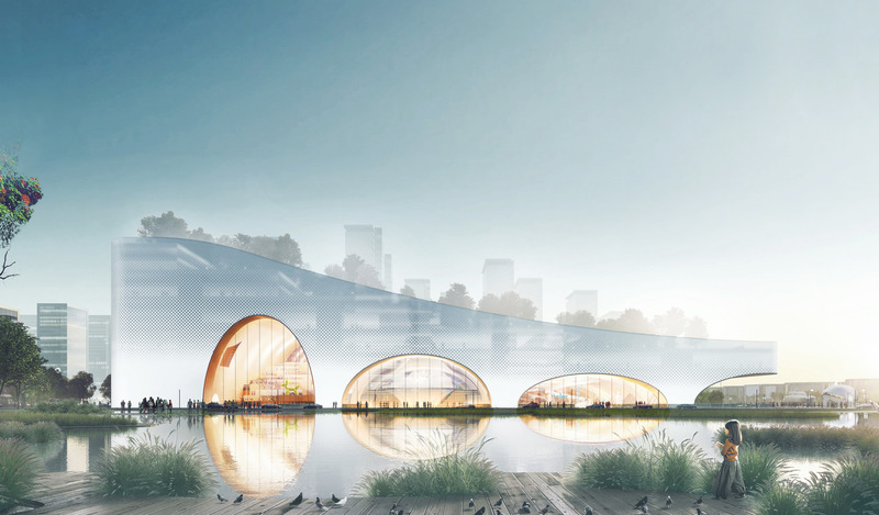 Press kit | 5204-01 - Press release | Hengqin Culture & Art Complex: A Beacon of Growth and a Bastion of Arts and Culture - Yunchao Xu/Atelier Apeiron - Institutional Architecture - The three vaulted halls  - Photo credit:  Yunchao Xu 