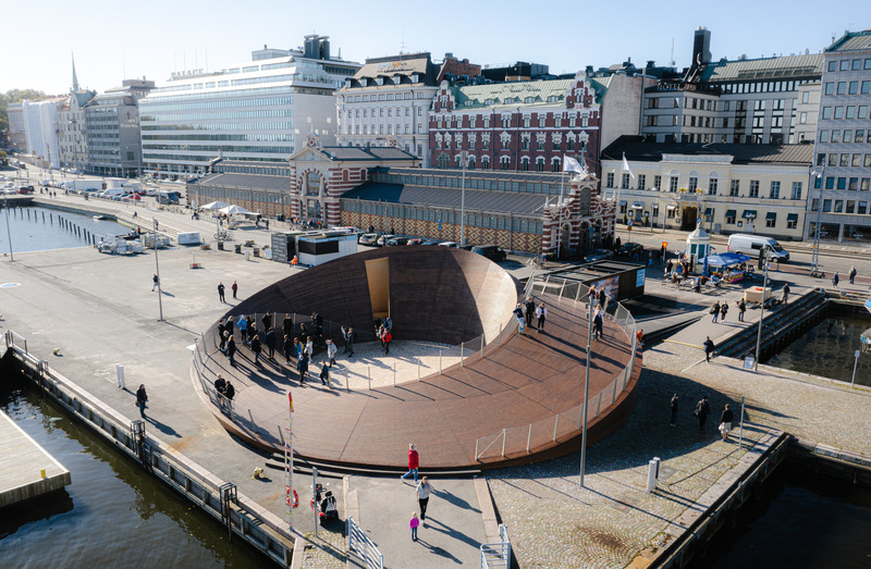 Press kit | 4064-01 - Press release | The Helsinki Biennial Pavilion Wins the Architecture MasterPrize 2022 - Verstas Architects - Urban Design - Aerial view of the Helsinki Biennial Pavilion - Photo credit: Pyry Kantonen
