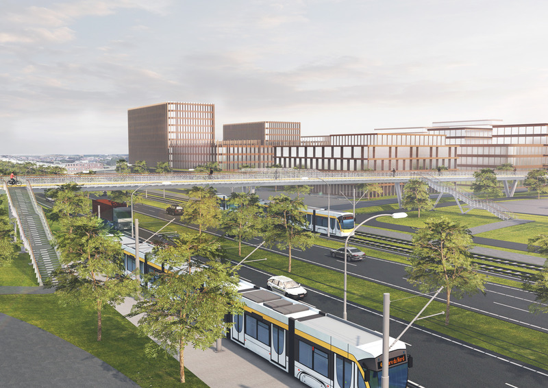 Dossier de presse | 3570-03 - Communiqué de presse | Construction Begins on Longest Bicycle and Pedestrian Bridge in Flanders, Belgium - Architectural studio ZJA - Architecture industrielle - <p class="">At its highest point, over the highway where cars and trams pass, the deck is almost eight metres above street level<span></span><br></p> - Crédit photo : Architectural studio ZJA