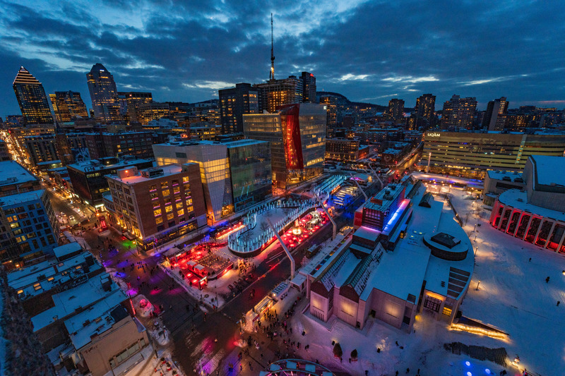 Press kit | 6776-01 - Press release | A Winter Experience Like no Other in the World. The Montréal en Lumière Festival Opens a 1000-Foot-Long Aerial Skating Trail with an Ambience of Immersive Sound and Light - Montréal en Lumière - Urban Design - <p>An aerial 1000-feet-long skating trail with immersive sound and light ambience</p><br class=""> - Photo credit:  Victor Diaz Lamich for MONTRÉAL EN LUMIÈRE 