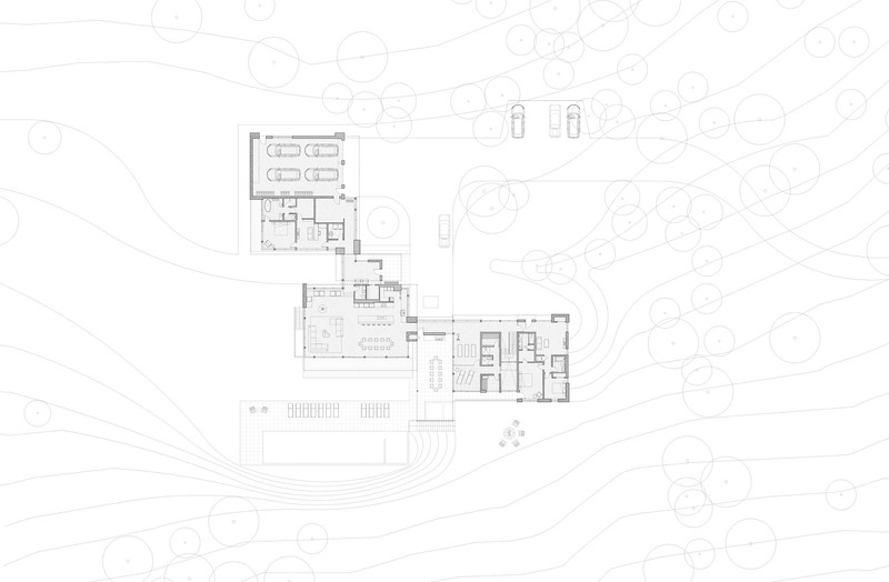 Dossier de presse | 3303-03 - Communiqué de presse | Les Trois Sommets - NÓS - Architecture résidentielle - Plan du rez-de-chaussée - Crédit photo : NÓS