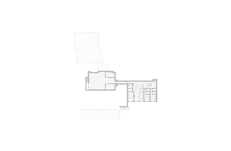 Dossier de presse | 3303-03 - Communiqué de presse | Les Trois Sommets - NÓS - Architecture résidentielle - Plan du rez-de-jardin - Crédit photo : NÓS