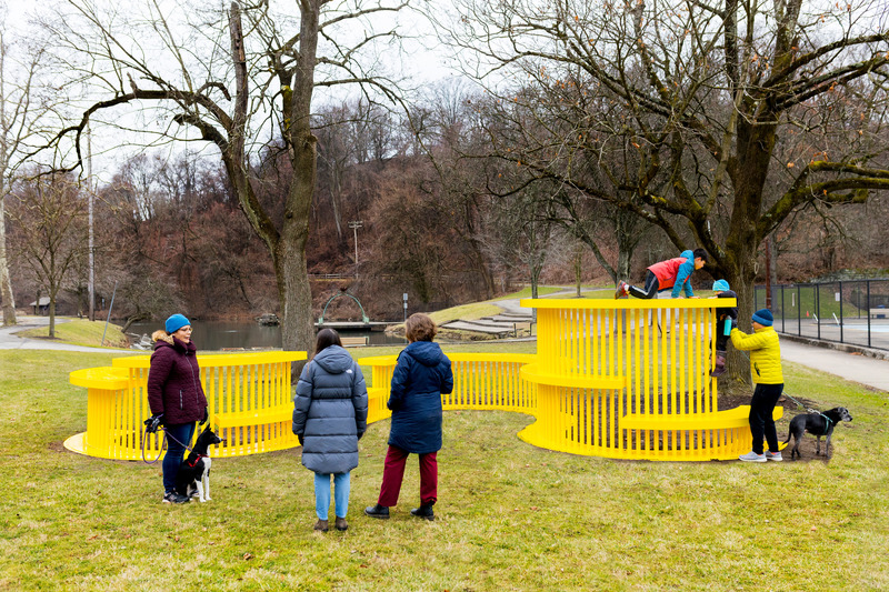 Press kit | 5595-07 - Press release | A New Playscape in Pittsburgh focuses on Sparking Communal Connection - The Urban Conga - Landscape Architecture - Every component of the work, including the location, came from the community through a series of participatory design workshops throughout the process.  - Photo credit: Sean Carroll