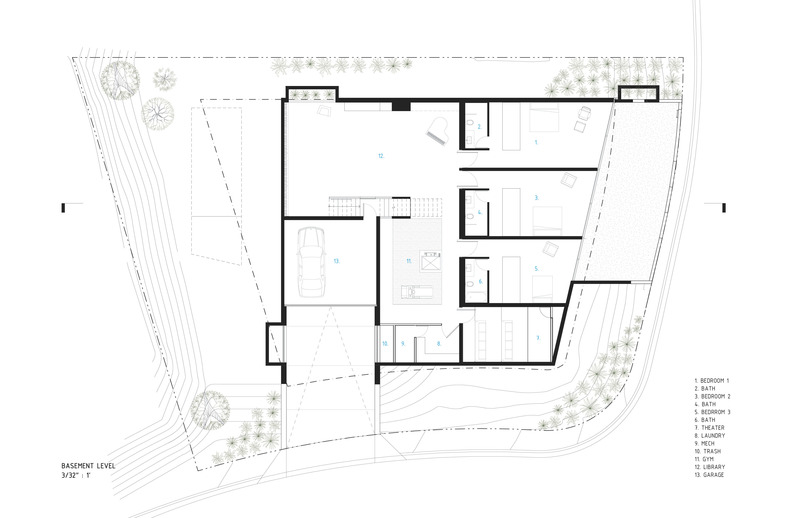 Press kit | 2244-04 - Press release | RO54 - Arshia Architects - Residential Architecture - Basement Floor Plan - Photo credit: Arshia Architects