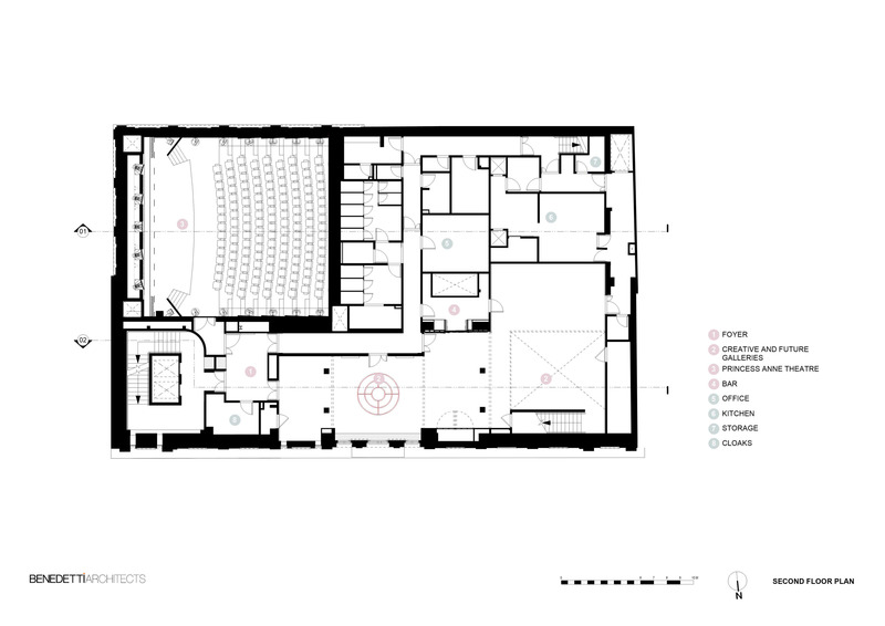 Dossier de presse | 5888-01 - Communiqué de presse | BAFTA Headquarters - Benedetti Architects - Architecture institutionnelle - Second Floor Plan - Crédit photo : Benedetti Architects
