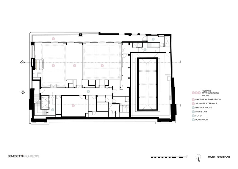 Dossier de presse | 5888-01 - Communiqué de presse | BAFTA Headquarters - Benedetti Architects - Architecture institutionnelle - Fourth Floor Plan - Crédit photo : Benedetti Architects