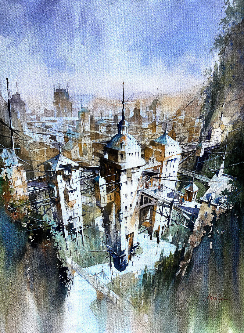 Press kit | 1071-22 - Press release | Announcing the Launch of the Architectural Vision Awards - Architizer - Competition - Octavia - Suspended City - Photo credit: Drawing by Thomas Schaller 