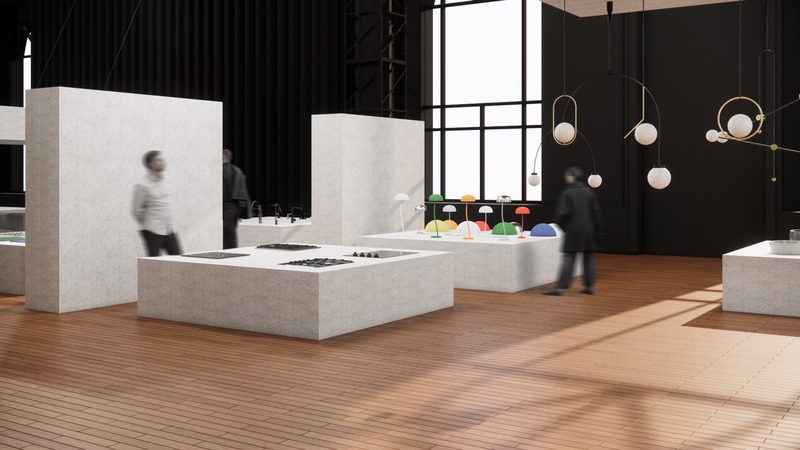 Dossier de presse | 611-39 - Communiqué de presse | Un salon inédit à Montréal pour les professionnels en architecture et design : Index-Design lance Complètement Design le 4 mai 2023 - Complètement Design - Évènement + Exposition -  Complètement Design est un événement qui rassemble la communauté de pratiques du design du Québec en un lieu insolite et atypique pour la tenue d’un salon, avec une expérience esthétique inédite à Montréal pour ce type d'événement, avec une scénographie signée NÓS ARCHITECTES.  - Crédit photo :  NÓS ARCHITECTES 