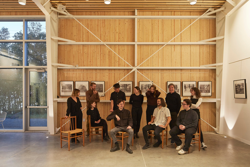Press kit | 1640-01 - Press release | Territories and Landscapes Exhibition in Paris by Atelier Pierre Thibault - Atelier Pierre Thibault - Event + Exhibition - The team of Atelier Pierre Thibault photographed at the Great Hall of the Reford Gardens completed in 2022 - Photo credit: Atelier Pierre Thibault