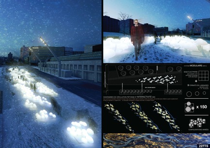 Press kit | 562-28 - Press release | Luminothérapie competition: finalists announced - Bureau du design - Ville de Montréal - Competition - 
MoDe (Victor Hugo Morales Collins and Tania Delage), in collaboration with Lux Populi<br>Inspiration
