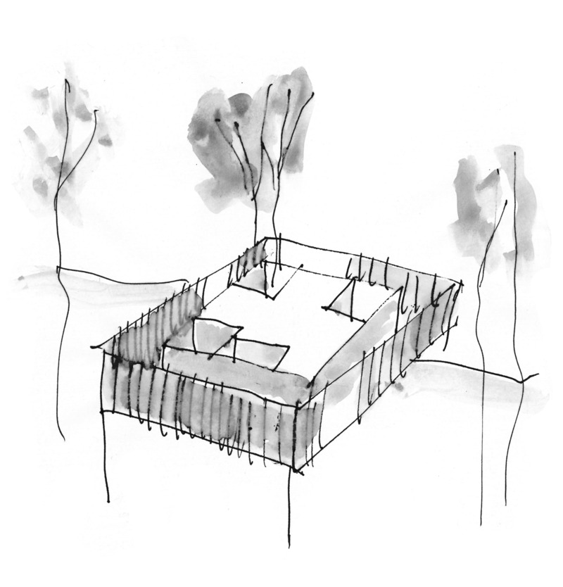 Press kit | 1640-01 - Press release | Territories and Landscapes Exhibition in Paris by Atelier Pierre Thibault - Atelier Pierre Thibault - Event + Exhibition - Sketch of the Grantham Foundation for Art and the Environment (2019), Saint-Edmond-de-Grantham, Centre du Québec - Photo credit: Atelier Pierre Thibault