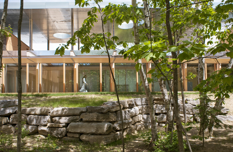 Press kit | 1640-01 - Press release | Territories and Landscapes Exhibition in Paris by Atelier Pierre Thibault - Atelier Pierre Thibault - Event + Exhibition -  <p>Abbaye Val Notre-Dame (2009), Lanaudière</p><p style="">In the heart of a forest in Saint-Jean-de-Matha, a monastic community breathes in harmony with the trees that surround it. Seven services a day mark the daily life of these men who dreamed of an architecture that would reflect the inner peace and simplicity they cultivate continually. Atelier Pierre Thibault thus imagined for them a new abbey that gradually winds around the cloister and culminates by the church. At its heart, a piece of forest brings the spaces to life as the days and seasons go by. The project was completed nearly twenty years ago, and has since lived in symbiosis with the territory that hosts it, both imbued with a quiet and peaceful strength. </p>  - Photo credit: Alain Laforest