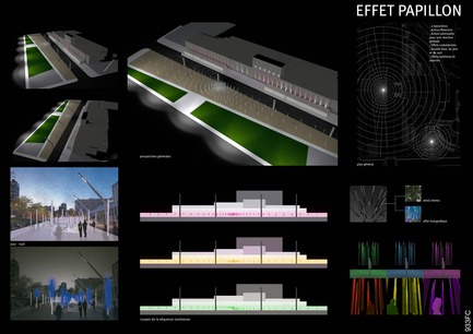 Press kit | 562-28 - Press release | Luminothérapie competition: finalists announced - Bureau du design - Ville de Montréal - Competition - 
FLASH! light collective (Carla Jardim and Marga Vicens), Fabienne Cuny, Fernanda Cristina Marques, Lefteris Theodosis and Charles Thivierge<br>Effet papillon (“butterfly effect”)
