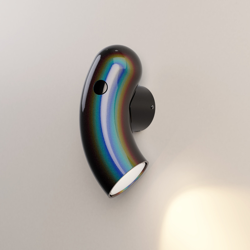 Press kit | 2375-08 - Press release | Back at the ICFF/Wanted Design to Introduce the Hyphen Wall and Upgrades on the Iconic RA Collection - d'Armes - Lighting Design - Hyphen Wall in Chromatic Black - Photo credit:  d'Armes 