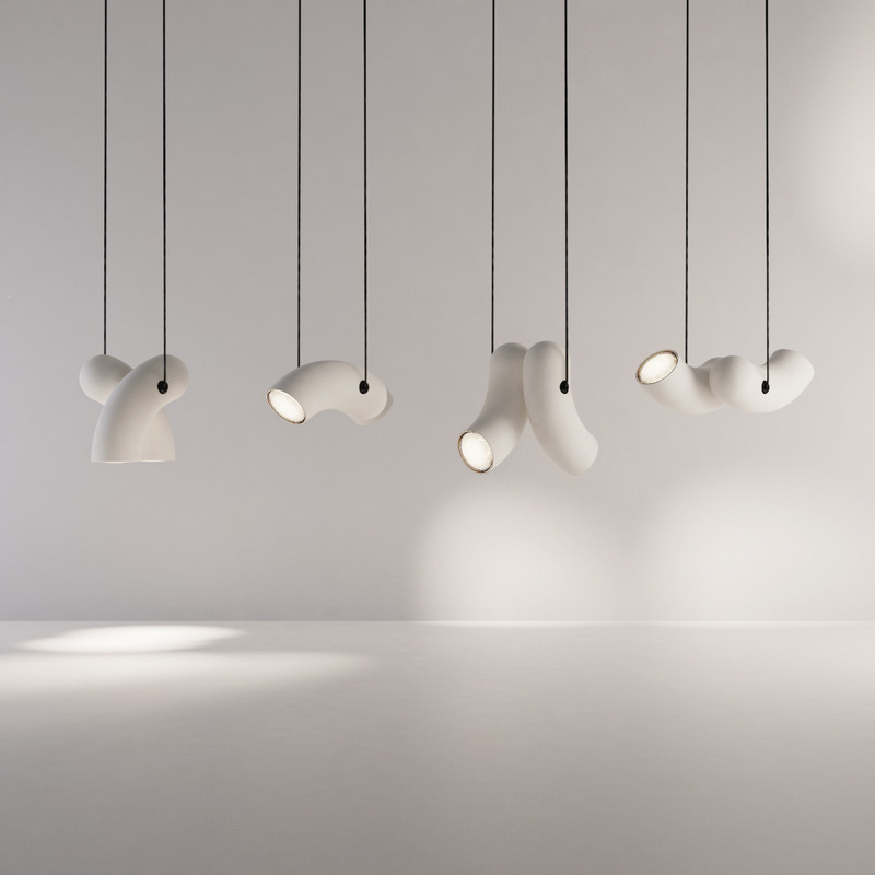 Press kit | 2375-08 - Press release | Back at the ICFF/Wanted Design to Introduce the Hyphen Wall and Upgrades on the Iconic RA Collection - d'Armes - Lighting Design - Hyphen Pendant in Porcelain - Photo credit:  d'Armes 