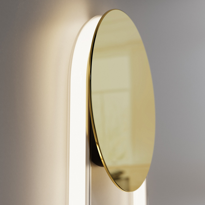 Press kit | 2375-08 - Press release | Back at the ICFF/Wanted Design to Introduce the Hyphen Wall and Upgrades on the Iconic RA Collection - d'Armes - Lighting Design - RA Wall: Details of 12K gold finish - Photo credit:  d'Armes 