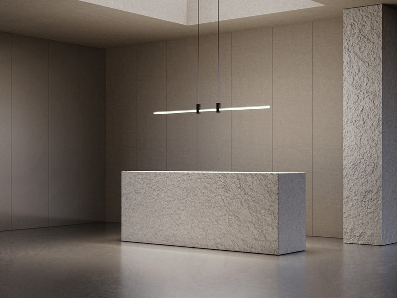 Press kit | 2375-08 - Press release | Back at the ICFF/Wanted Design to Introduce the Hyphen Wall and Upgrades on the Iconic RA Collection - d'Armes - Lighting Design - RA Line Large in Clear Transparent &amp; Black Anodized - Photo credit:  Diego Rapuzzi  