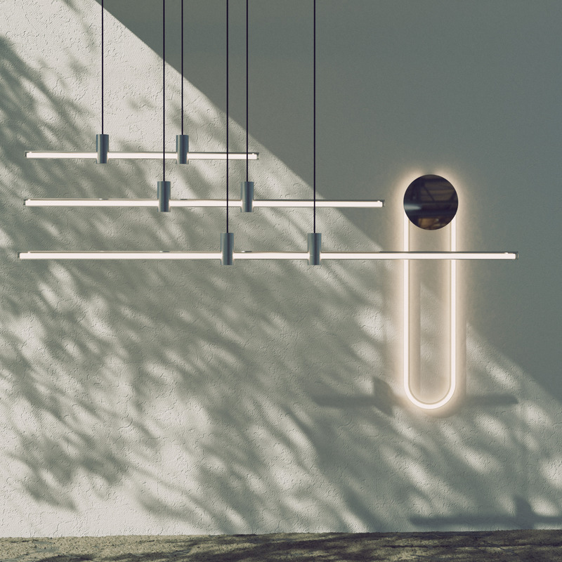 Press kit | 2375-08 - Press release | Back at the ICFF/Wanted Design to Introduce the Hyphen Wall and Upgrades on the Iconic RA Collection - d'Armes - Lighting Design - RA Line and RA Wall in Black  - Photo credit:  d'Armes