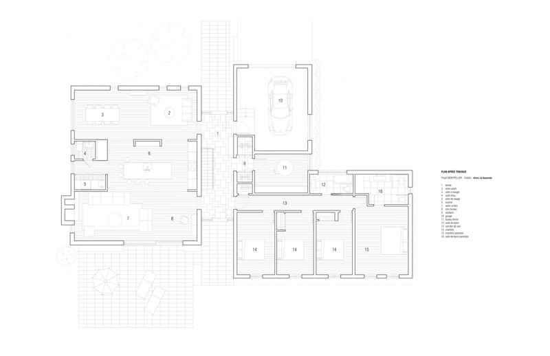 Dossier de presse | 4241-06 - Communiqué de presse | Résidence Montpellier : Une rénovation alliant élégance et respect du patrimoine architectural - Vives St-Laurent - Design d’intérieur résidentiel - Plan d'aménagement après travaux - Crédit photo : Vives St-Laurent