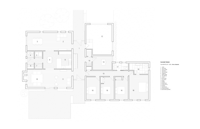 Dossier de presse | 4241-06 - Communiqué de presse | Résidence Montpellier : Une rénovation alliant élégance et respect du patrimoine architectural - Vives St-Laurent - Design d’intérieur résidentiel - Plan d'aménagement avant travaux - Crédit photo : Vives St-Laurent
