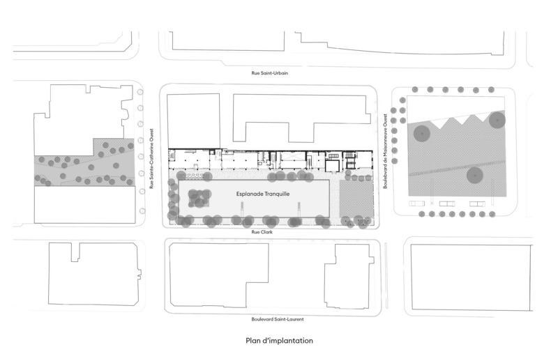 Dossier de presse | 567-16 - Communiqué de presse | Esplanade Tranquille - Les architectes FABG - Architecture institutionnelle - Implantation - Crédit photo : Les architectes FABG