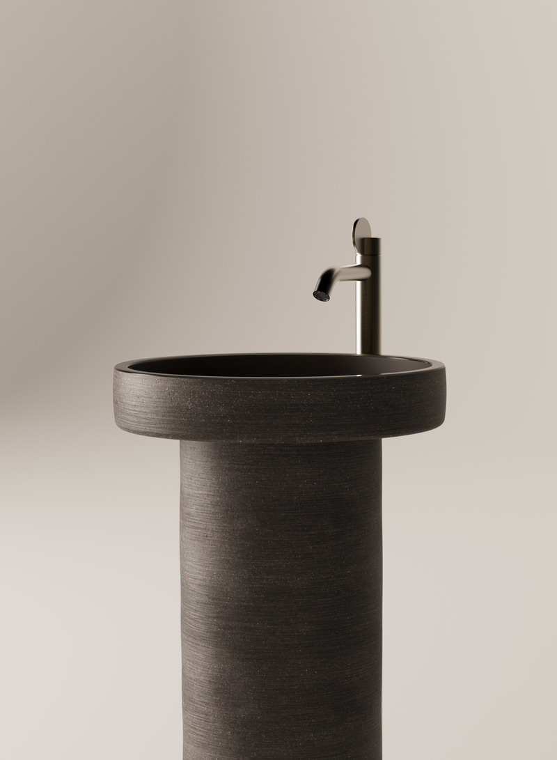 Dossier de presse | 4232-21 - Communiqué de presse | L'exploration de la matière et des surfaces - Agape - Produit -  Lavabo à poser Cenote a Colonna  - Crédit photo : courtesy Agape