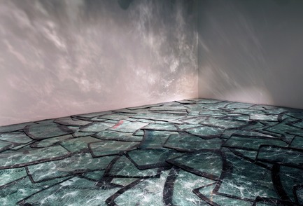 Press kit | 985-03 - Press release | FLOW - Baptiste Debombourg - Art - "Flow", contextual glass installation made from car windscreens, 4.3x16x8m, 2013 - Photo credit: l'Œil de Poisson - Québec 2013