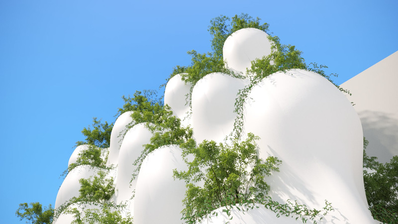 Dossier de presse | 7017-01 - Communiqué de presse | Thavi Cosmetic Showroom - SAVA - Architecture commerciale - FRP planter facade detail - Crédit photo : SAVA