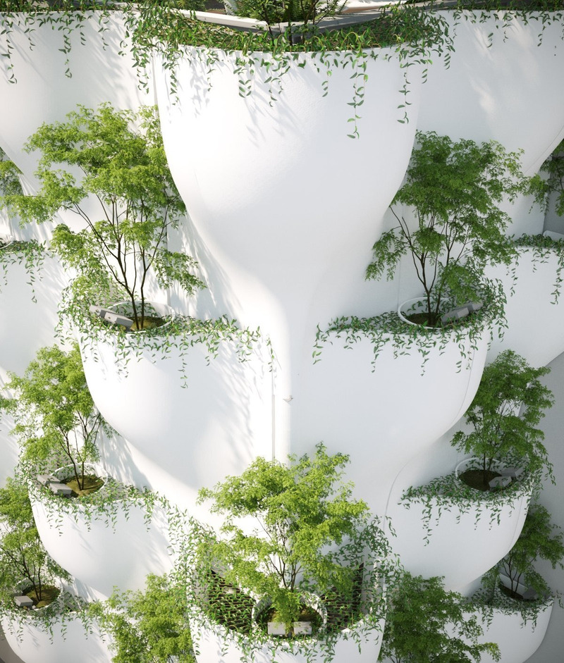 Dossier de presse | 7017-01 - Communiqué de presse | Thavi Cosmetic Showroom - SAVA - Architecture commerciale - FRP planter module for easier transportation and higher fabrication quality - Crédit photo : SAVA
