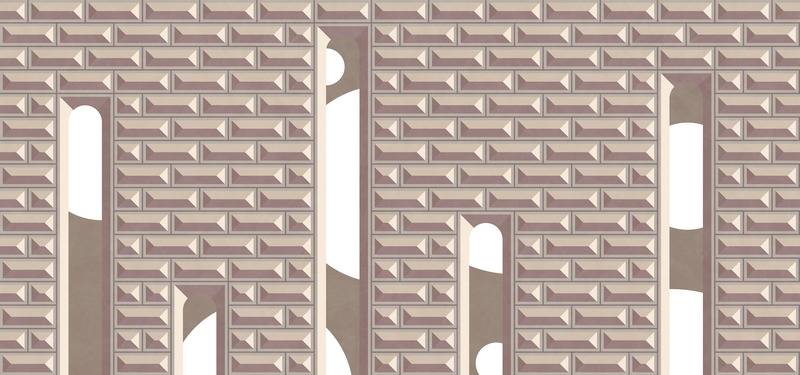 Press kit | 4232-24 - Press release | LATOxLATO's Metaphysical Wallpapers for Inkiostro Bianco: Urban Visions Blending Architecture and Dreams - LATOxLATO - Product - Bossage by LATOxLATO for Inkiostro Bianco - brown - Photo credit: courtesy Inkiostro Bianco