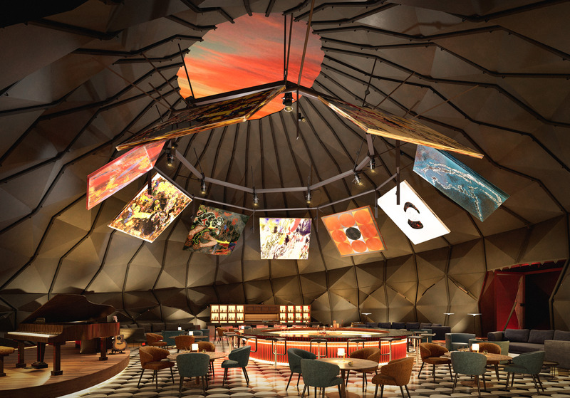 Dossier de presse | 6986-01 - Communiqué de presse | Darwin Bucky - andblack design studio - Évènement + Exposition -  Restaurant and Bar (Render)  - Crédit photo : Darwin Projects