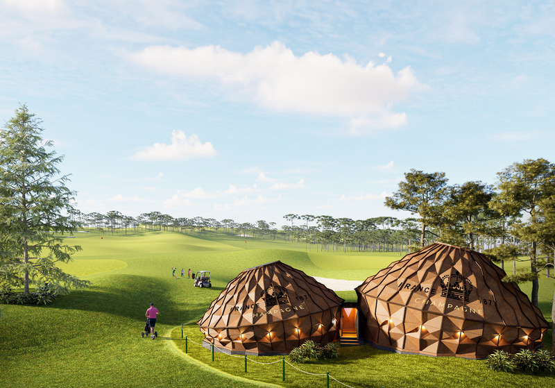 Dossier de presse | 6986-01 - Communiqué de presse | Darwin Bucky - andblack design studio - Évènement + Exposition -  Golf Course Setting (Render)  - Crédit photo : Darwin Projects