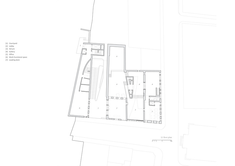 Dossier de presse | 7037-01 - Communiqué de presse | Studio Fei Unveils Vision for Montreal's Heritage Townhouse: A Thriving Hybrid Art Center - Studio Fei - Évènement + Exposition - L1 floor plan - Crédit photo : Studio Fei