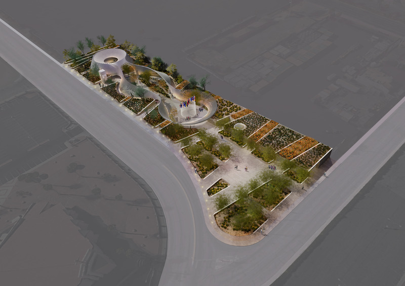 Press kit | 5795-06 - Press release | A Ribbon in the Sand - Aaron Neubert Architects + studioSTIGSGAARD - Institutional Architecture - Site Axonometric<br> - Photo credit:     Aaron Neubert Architects + studioStigsgaard   
